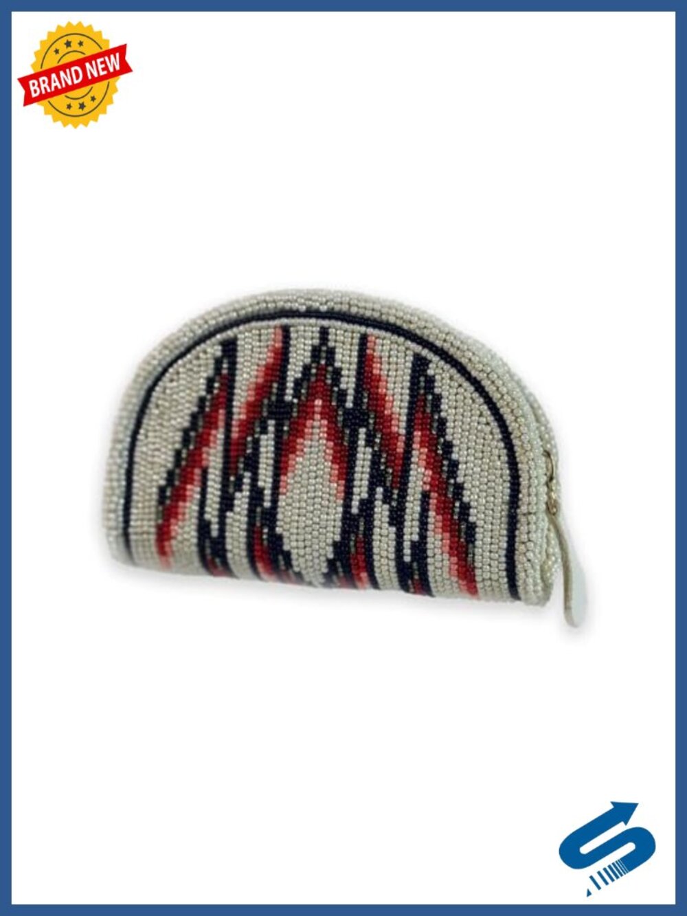 Handmade Beaded Leather Mini Coin Purse with Zipper and Wristlet